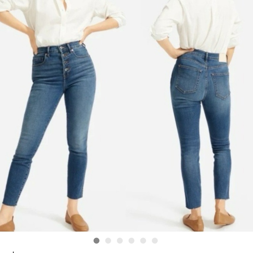 Everlane The Vintage Skinny Jean High Rise Indigo zip Button Fly 26 Ankle